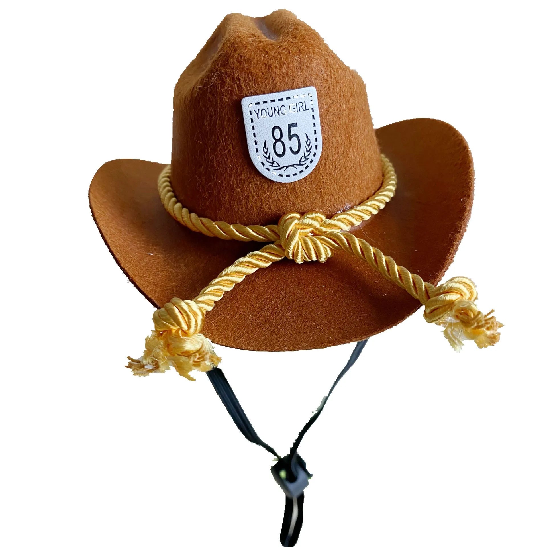 British-style cowboy hat for cats in non woven fabric with decorative band options