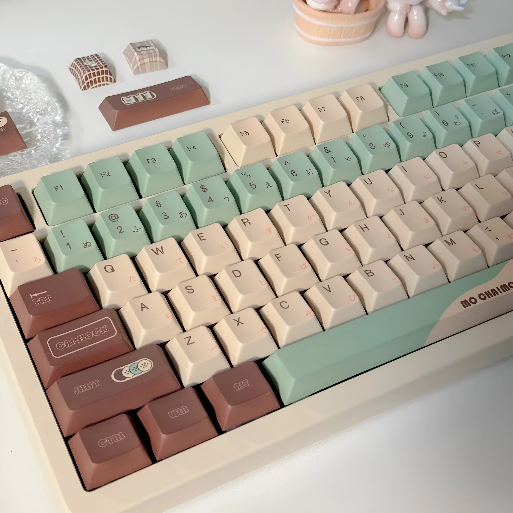 Matcha green theme mechanical keyboard keycap set with five-sided sublimation printing