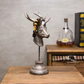 Natural resin animal sculpture home decoration in black, white, or wood colour, 32cm tall.