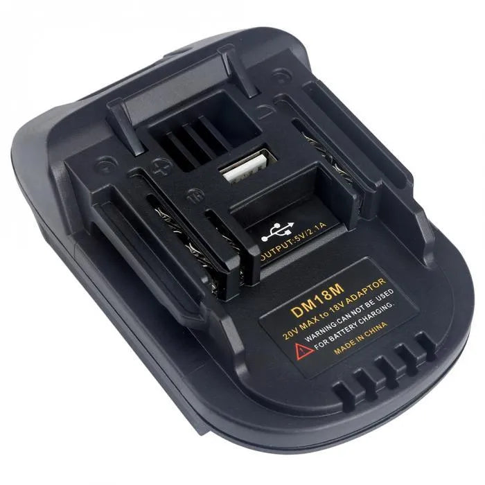 Black Milwaukee to Makita battery adapter for DM18M to H99F conversion measuring 125x90x65 cm