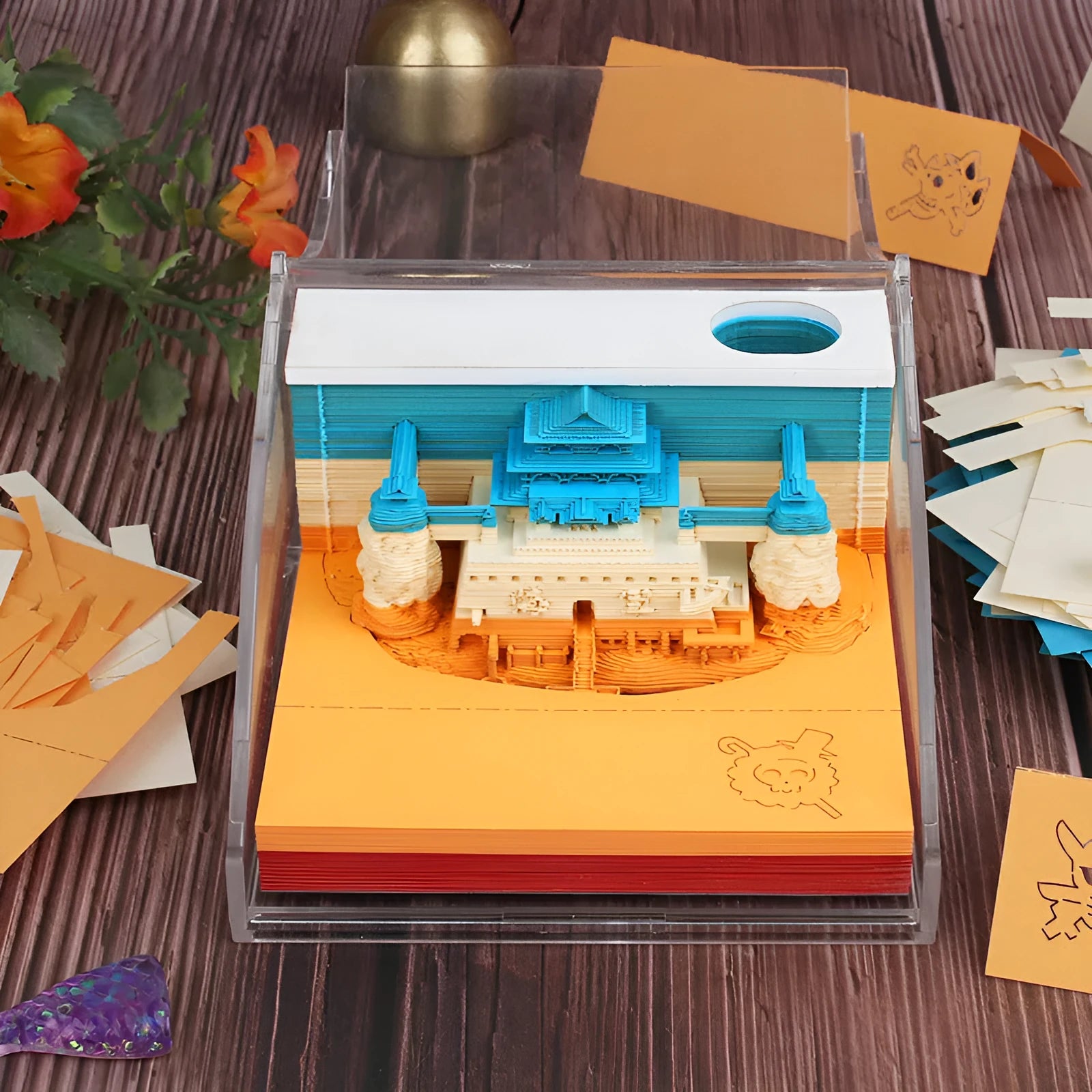One Piece anime sticky notes pad showing cartoon architecture design on 80x45mm craft paper