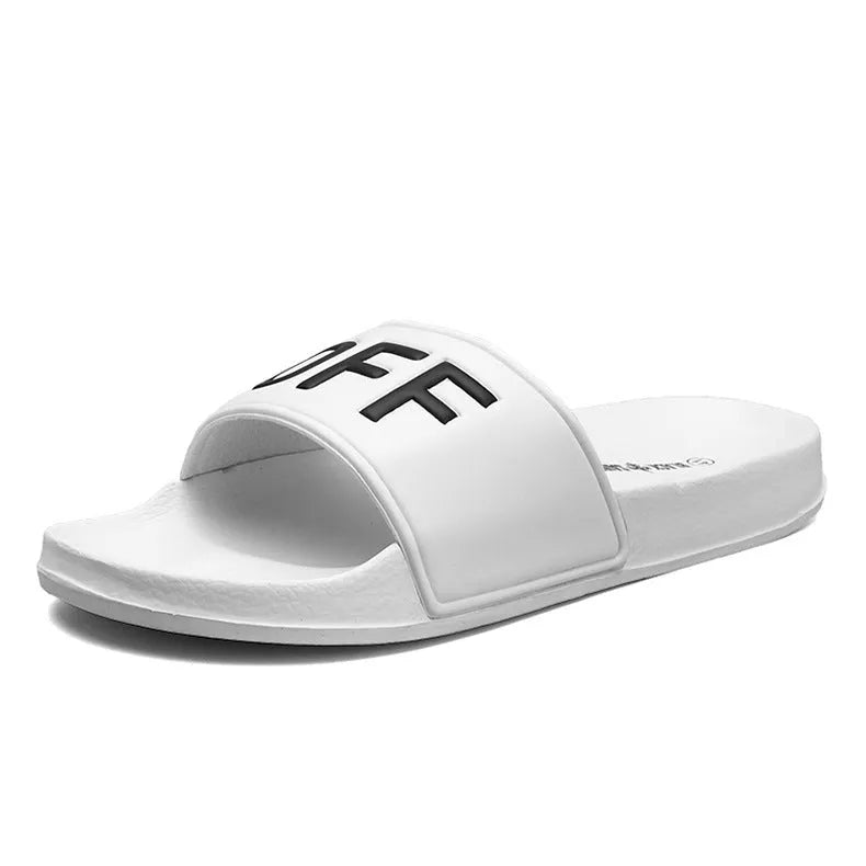 Large men's open toe slippers with a black viscose upper and rubber sole, shown on a size 46 label.