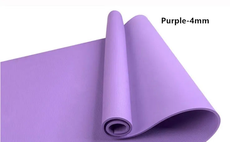 EVA fitness yoga mat in blue, showing its texture and thickness, rolled up with its OPP storage bag.
