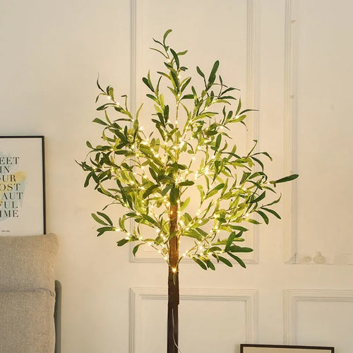 1.8m tall simulation olive leaf tree lamp with warm white LED lights for courtyard decoration