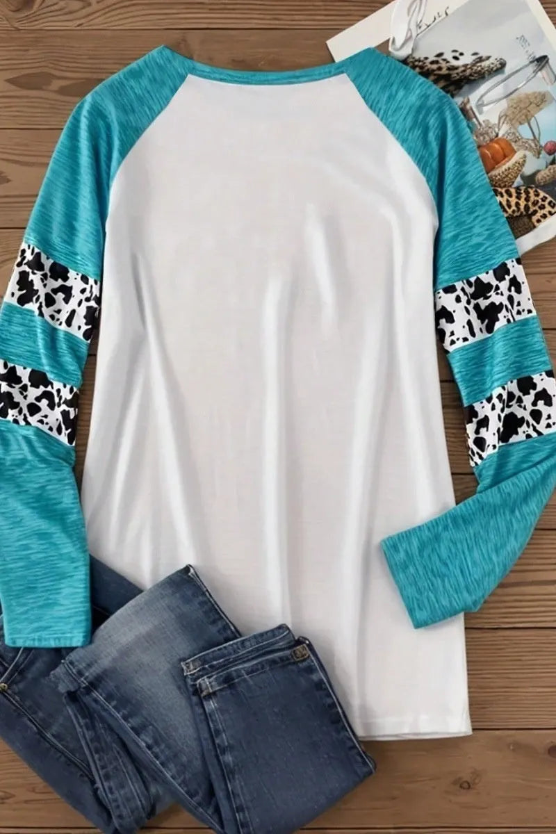 Sky blue casual t-shirt with a large 3D digital print of a Halloween pumpkin on the front.