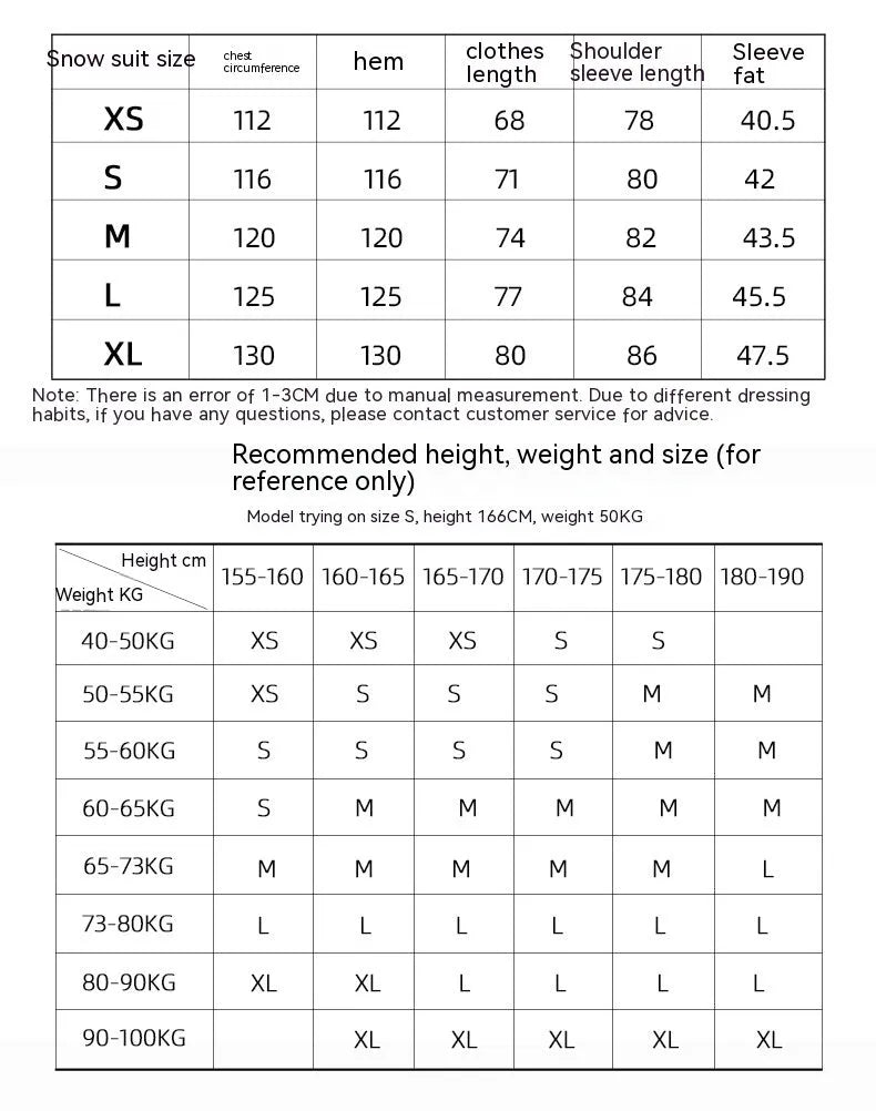 Unisex windproof waterproof ski suit in multiple colours for winter sports
