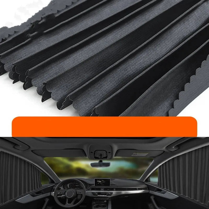 Auto retractable car sunshade roller blind in thick opaque cloth material