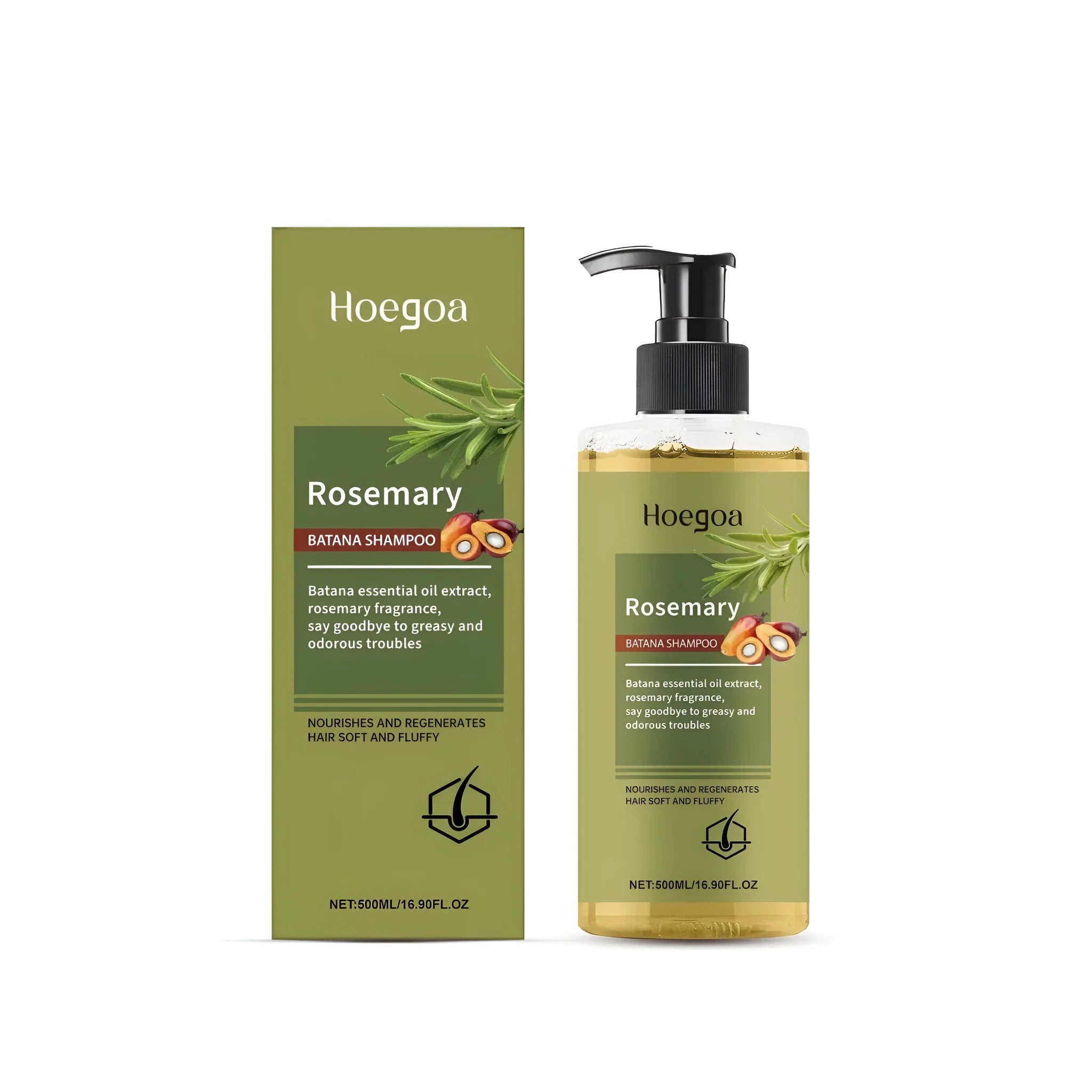 500ml bottle of Rosemary Hair Growth Shampoo with liquid formulation