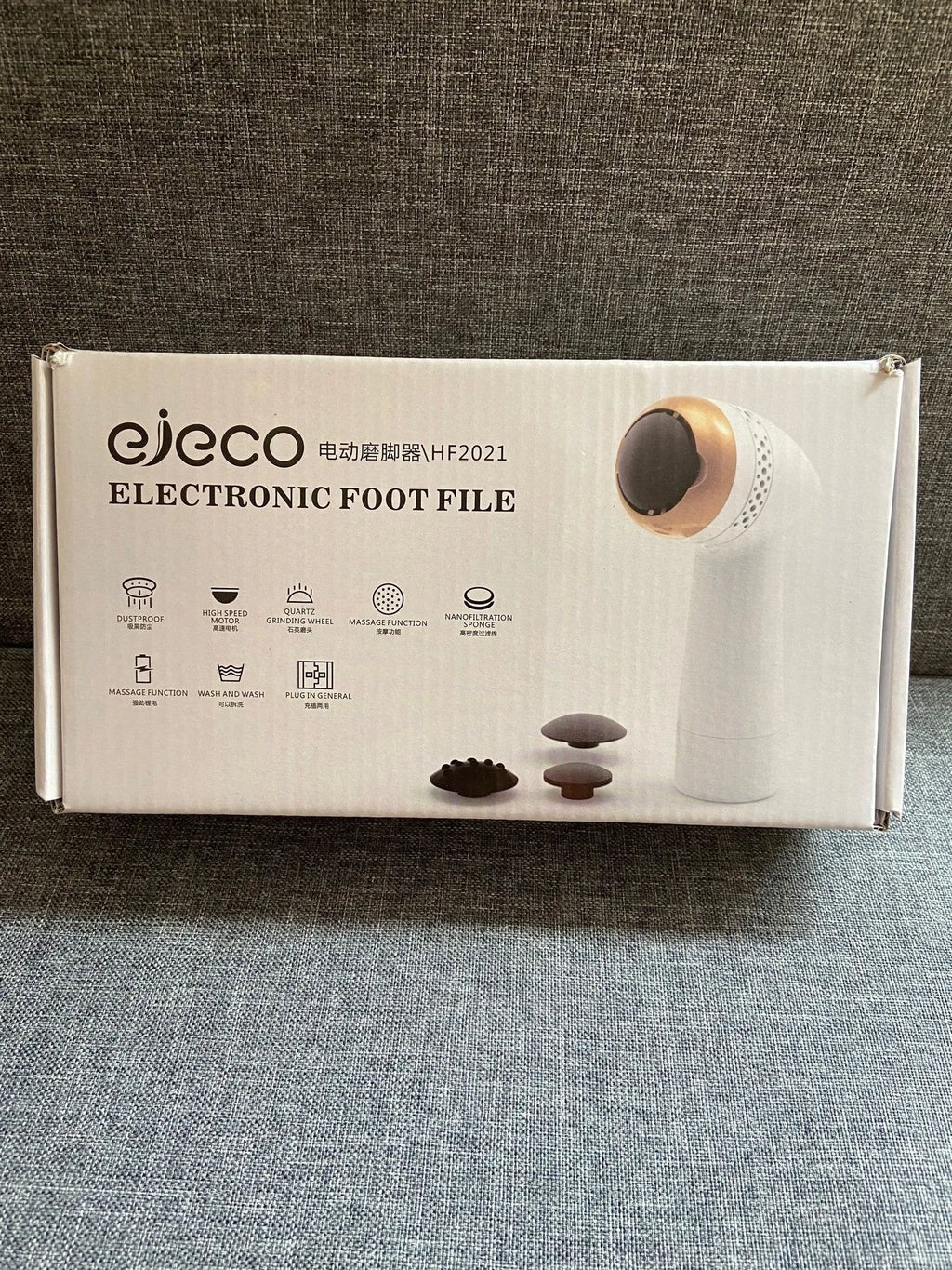 Electric foot grinder with quartz grinding head in gold, pink gold, and white silver colour options