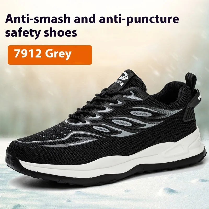 Orange leather labour protection shoes with anti-smashing and puncture-resistant safety features