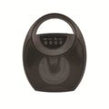Portable Bluetooth speaker in black, blue, or pink with USB and SD card slots.