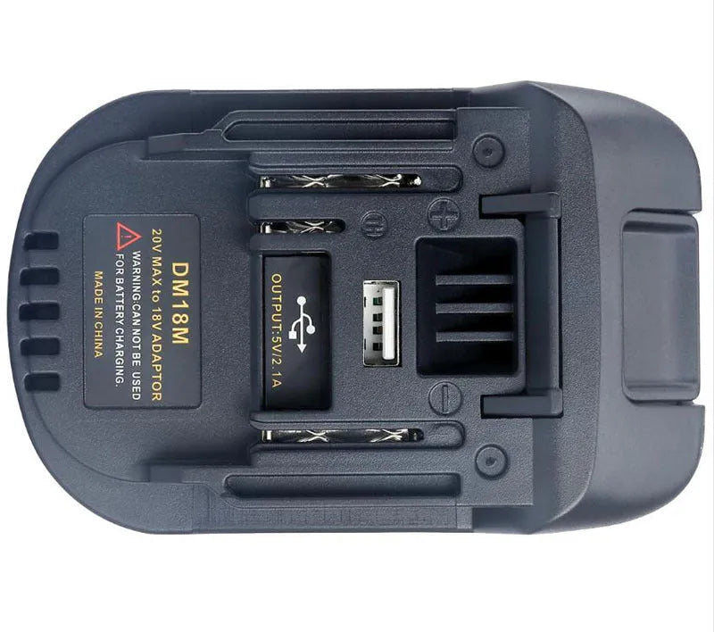 Black Milwaukee to Makita battery adapter for DM18M to H99F conversion measuring 125x90x65 cm