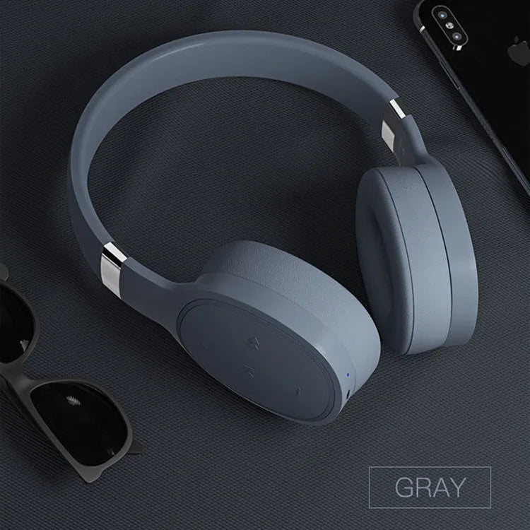 Wireless Bluetooth headset in black, blue, grey, or white colour with over-ear design