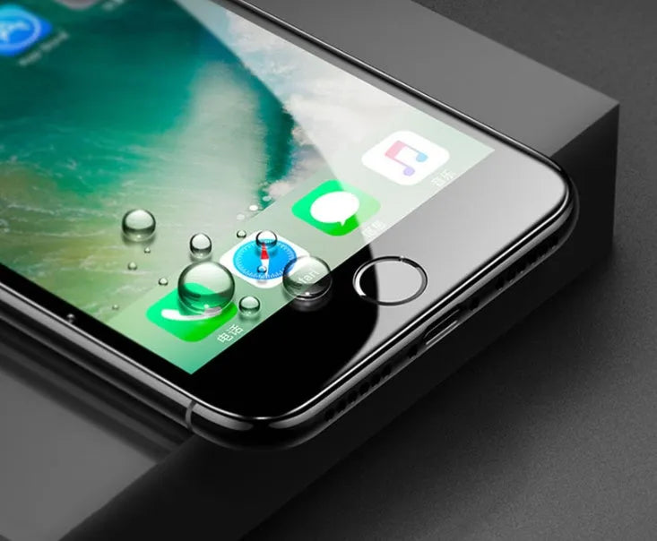 3D carbon fibre soft edge tempered glass screen protector for iPhone X 8 7 6s models in black and white.
