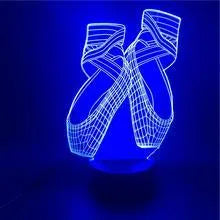 Ballet shoe silhouette 3D night light with remote control and seven colour LED options