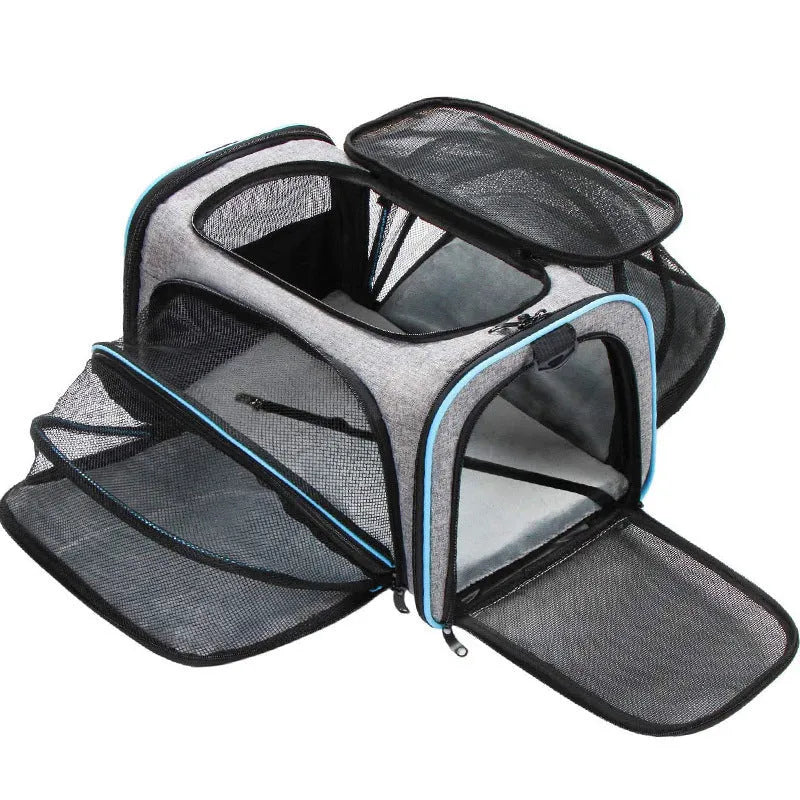 Cat carrier bag in 600D cation fabric shown in large and small size options