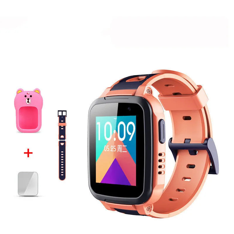 SE5 children's smartwatch phone with rotating stainless steel strap on child's wrist showing touchscreen display