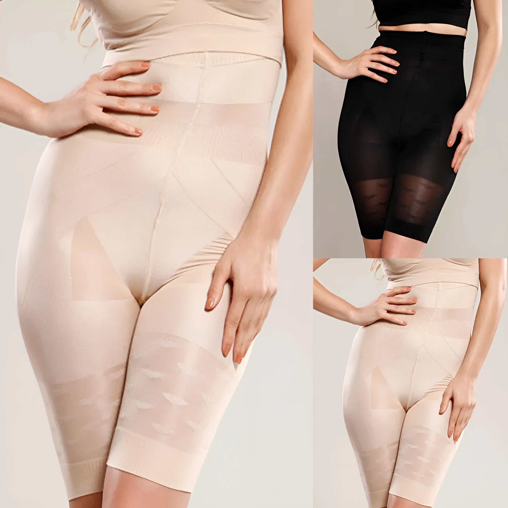 Black seamless high waist shapewear shorts for women on a mannequin