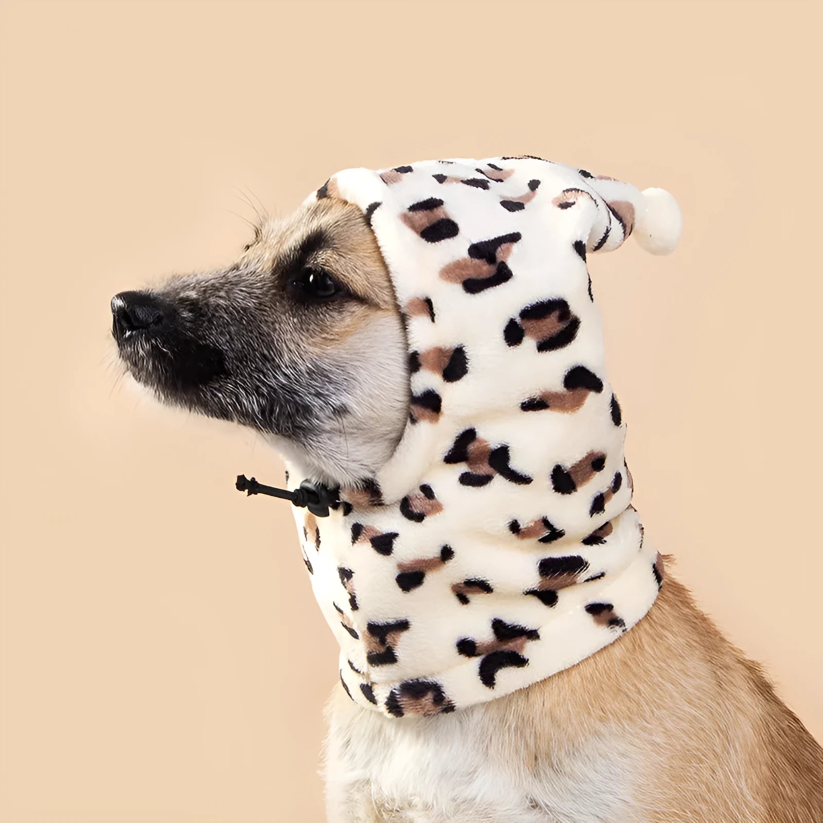 Pet headdress with bear design and rabbit ears for dogs and cats in leopard print colour