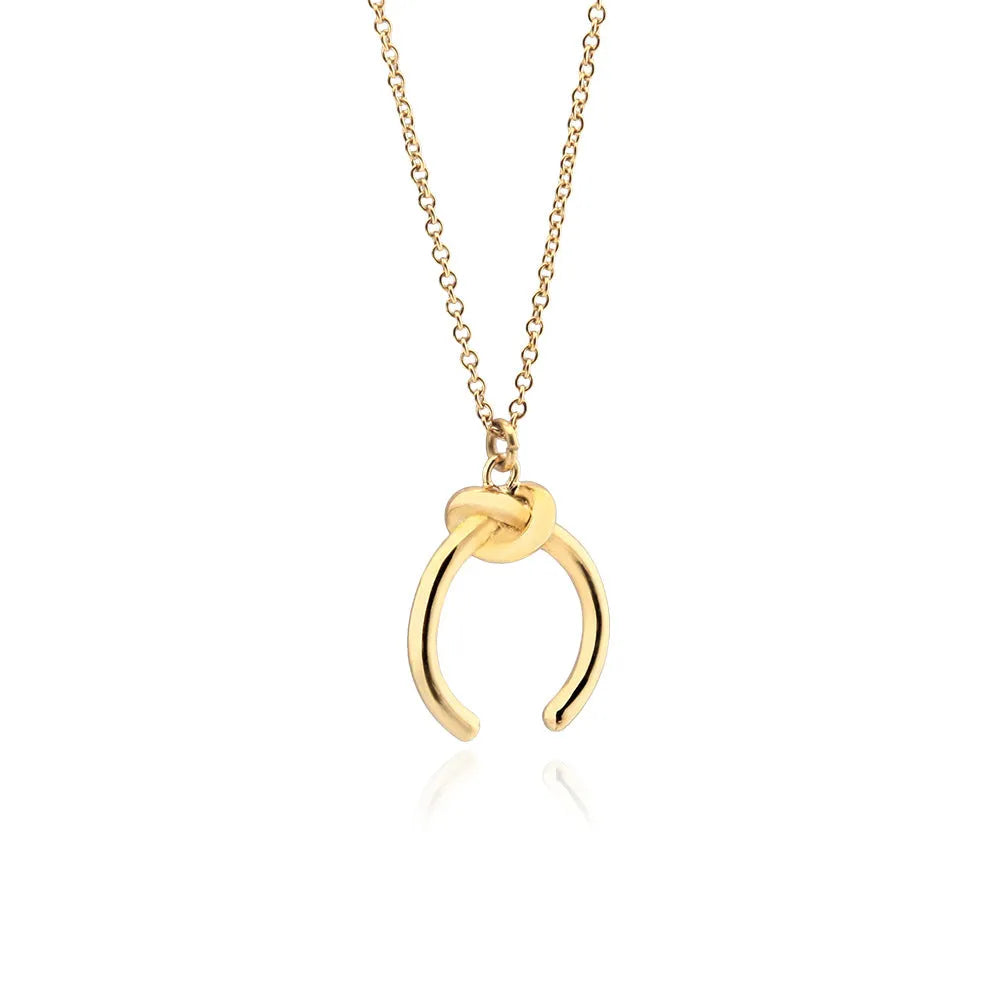 Geometric copper pendant necklace with cross chain in gold or silver electroplated finish