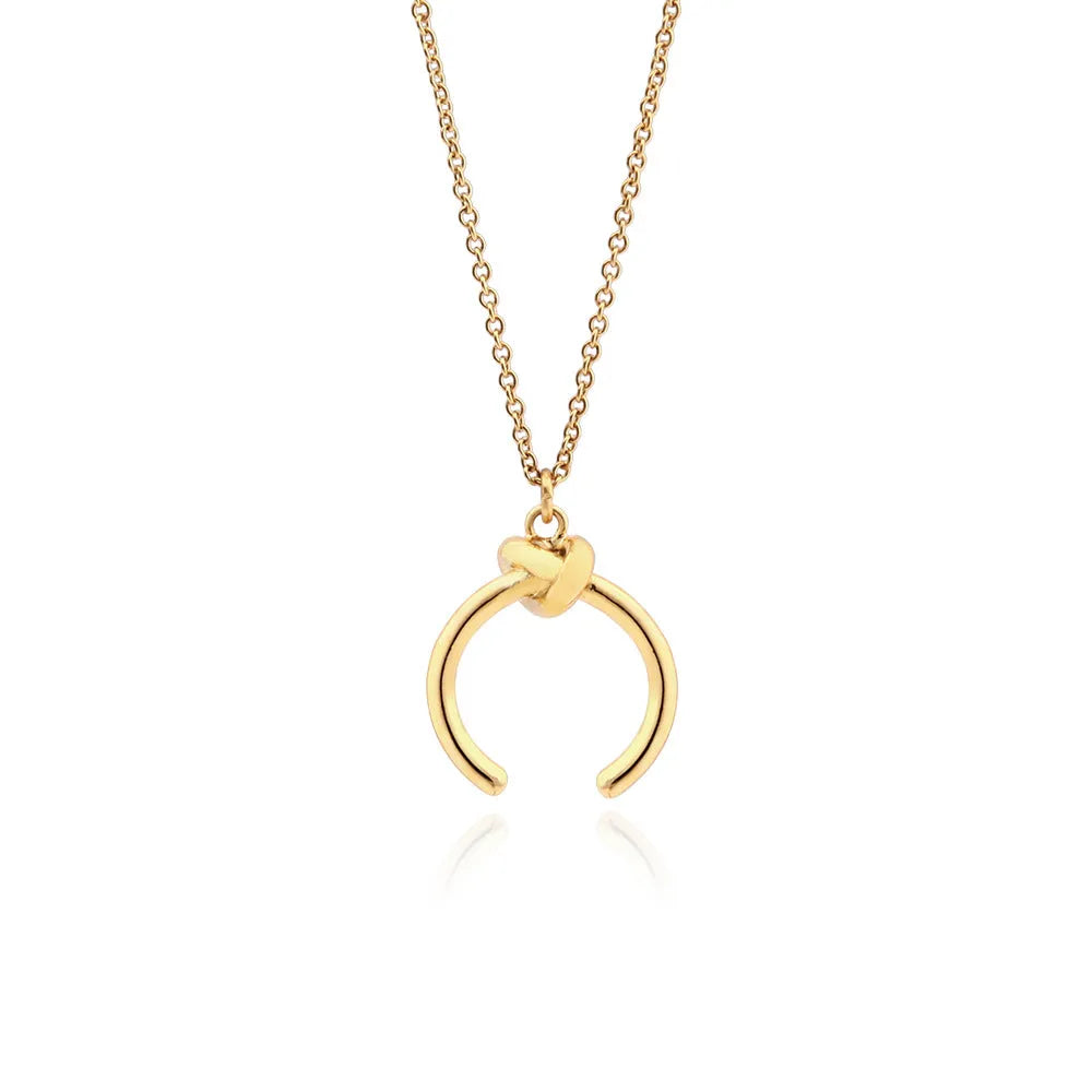 Geometric copper pendant necklace with cross chain in gold or silver electroplated finish