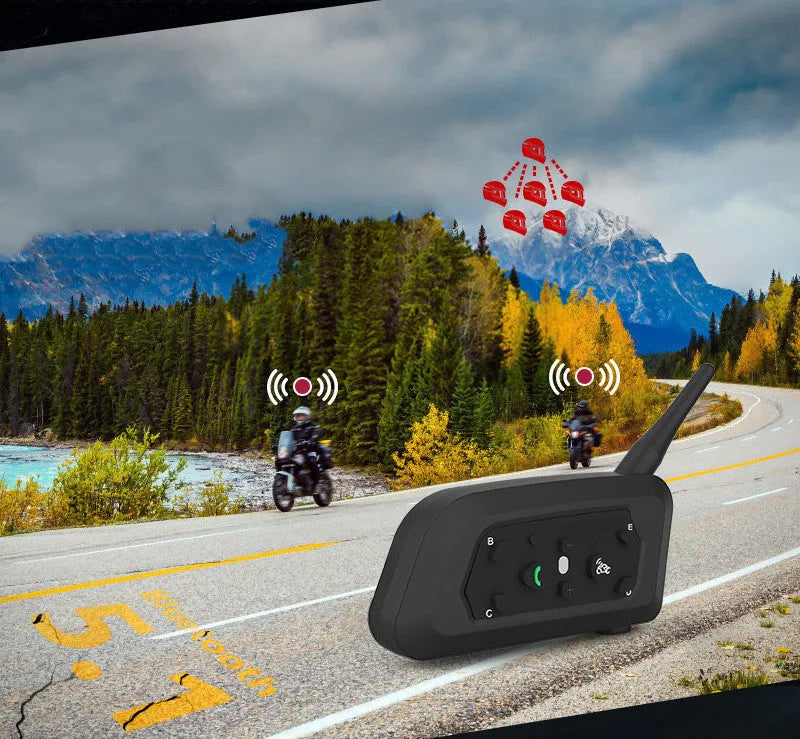 V6 Pro motorcycle helmet Bluetooth intercom unit with headphones and mounting kit
