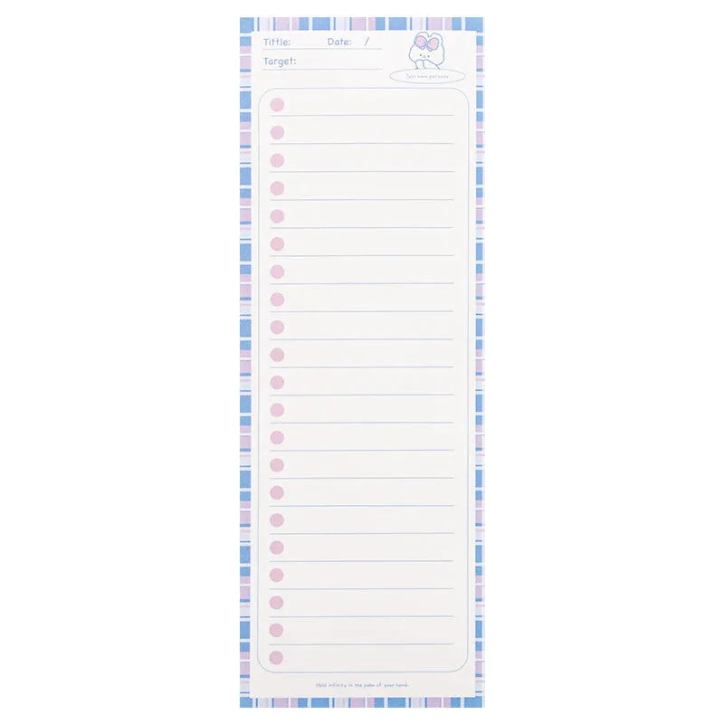 Ins Wind long notepad with cute bear design, 50 sheets of 80g paper, 91x256mm dimensions