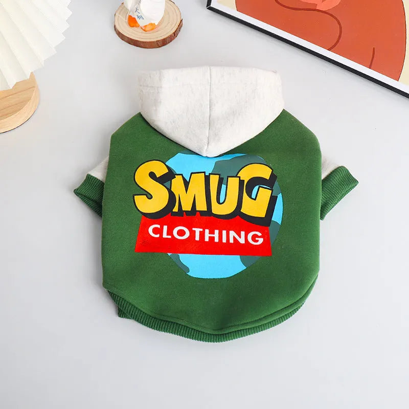 Green cotton dog clothing for autumn and winter seasons in sizes L XL 2XL 3XL 4XL