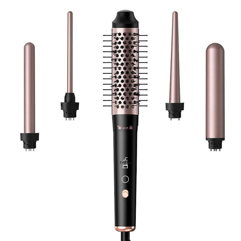 Automatic large wave hair curler in rose gold or black with three headbands accessories