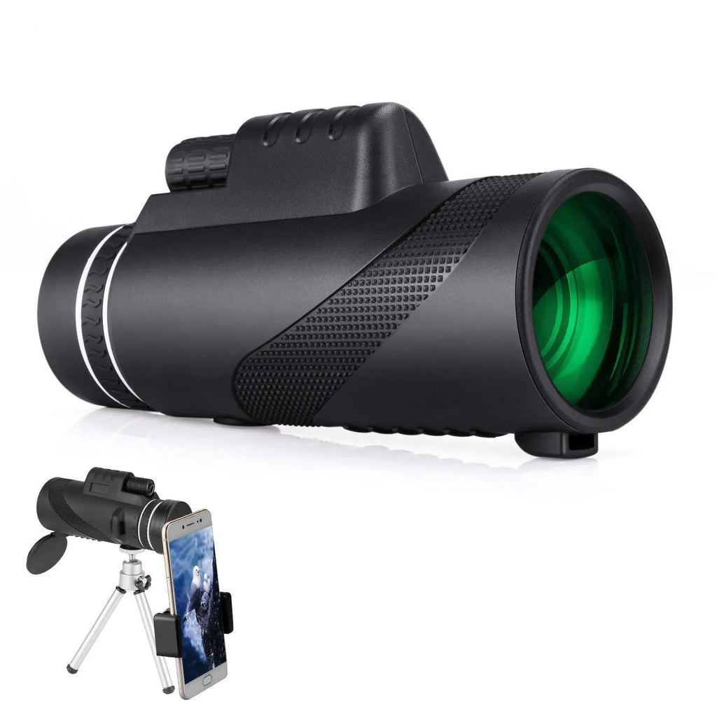 Black HD 40x60 monocular telescope with fully coated lenses and compact design