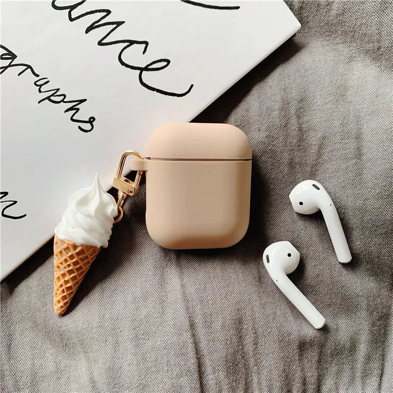 Cylinder ice cream pattern silicone case for Apple AirPods 2 wireless headphones