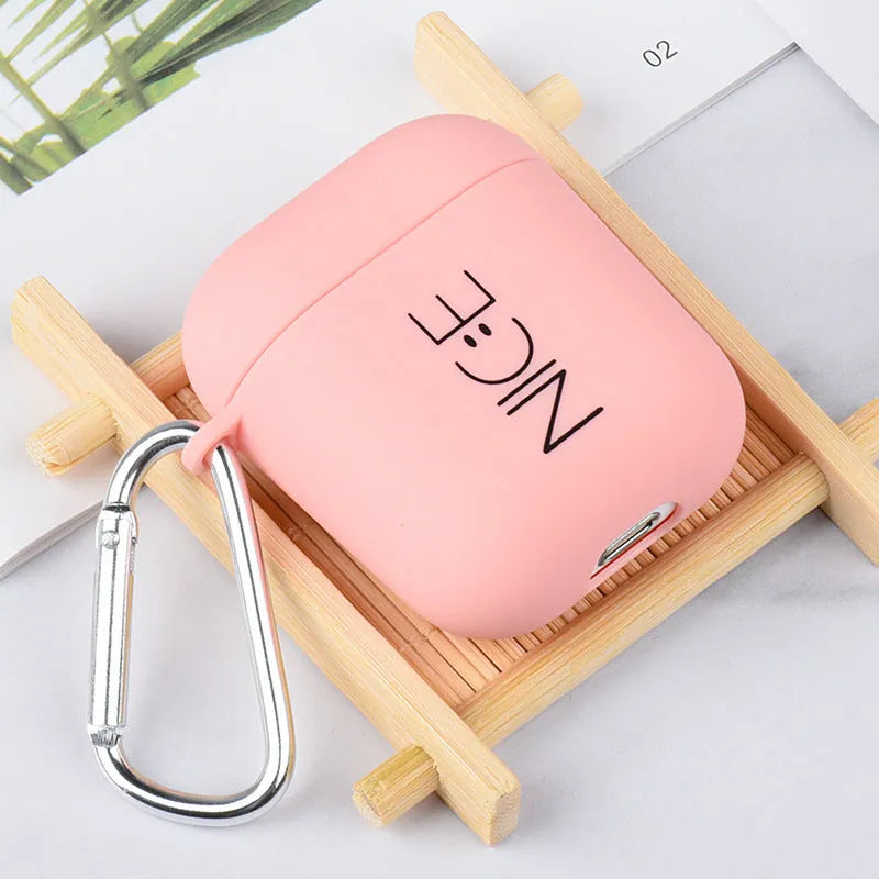Black and pink PC AirPods case covers with flower love smiley face decorative designs