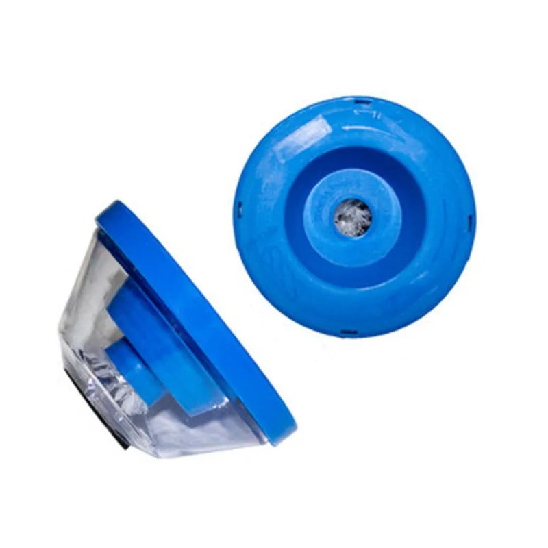 Blue bowl-shaped electric hammer dust cover accessory for capturing drill debris.