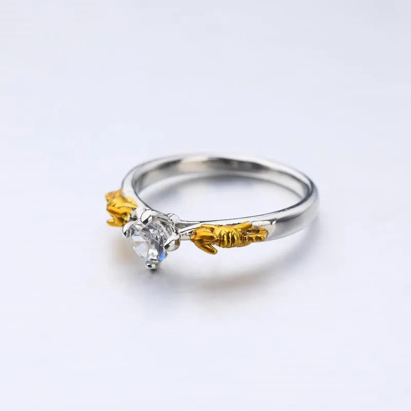 Copper crown crystal ring with black gold finish for cosplay and fashion