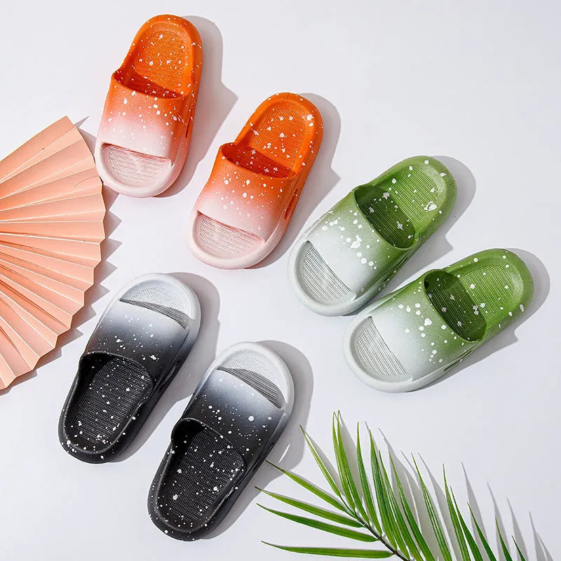 Children's gradient colour PVC slippers with non-slip sole showing European and American styling