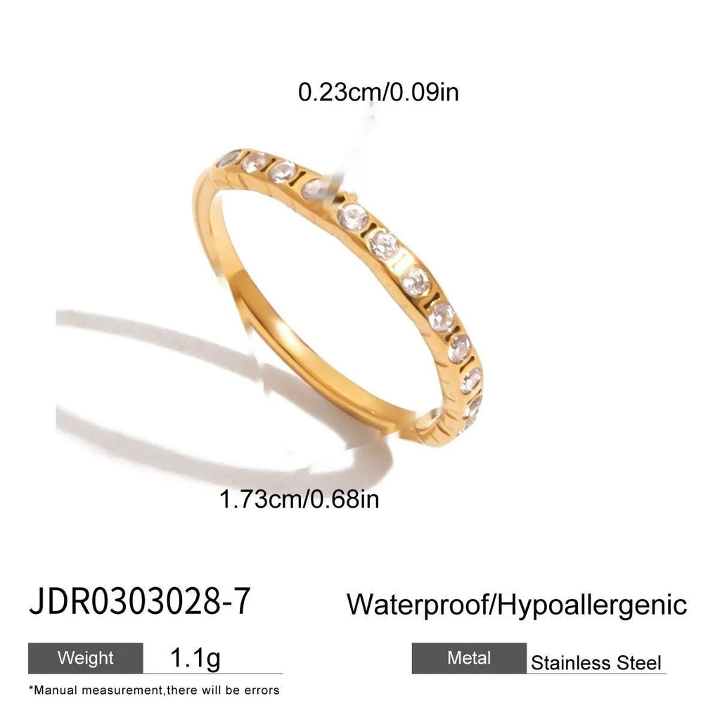 Titanium steel zircon ring with geometry shape on a hand, showing no-fading finish.