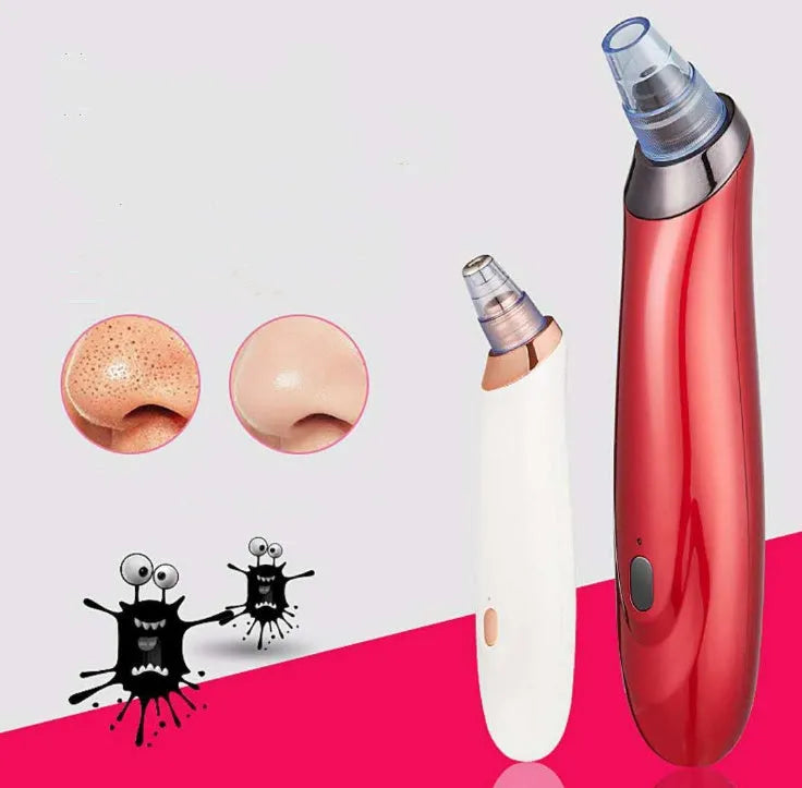 Electric blackhead remover device with four nozzle attachments in different colours