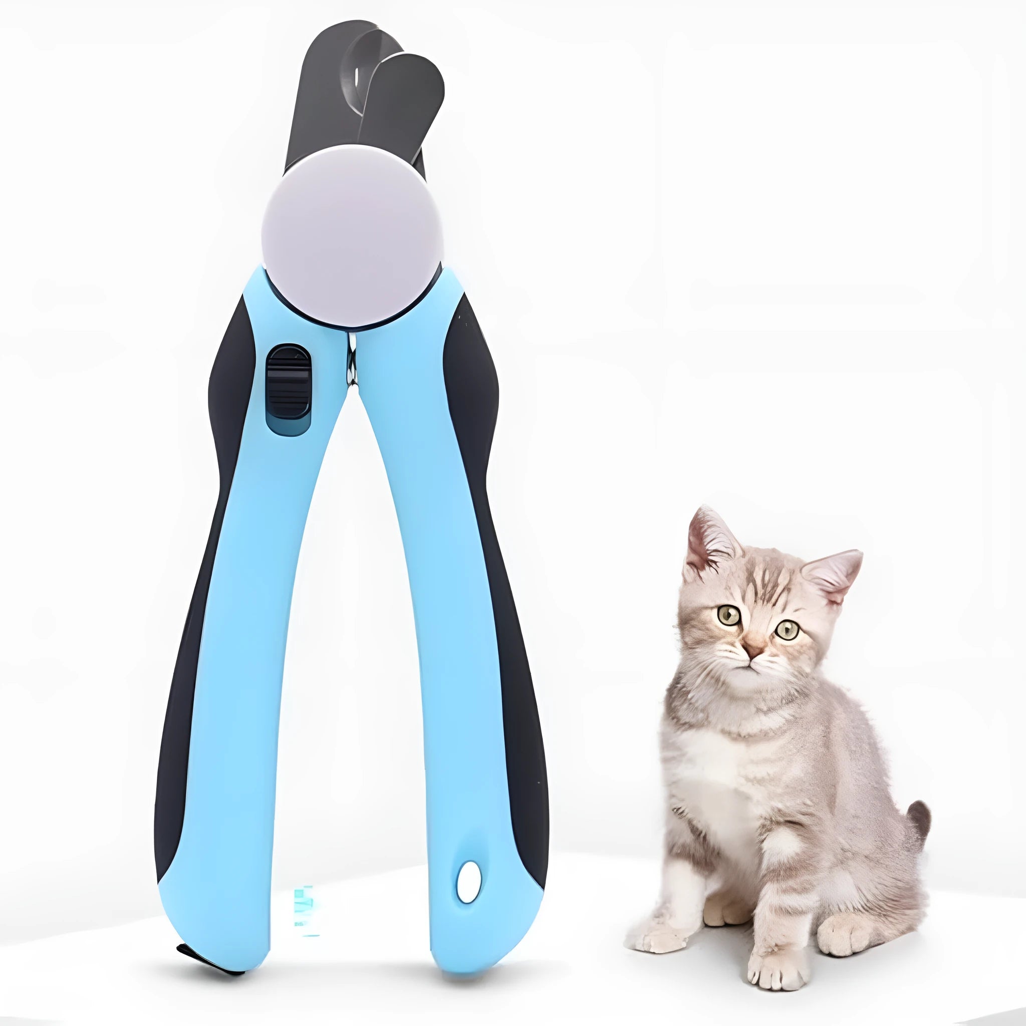 Blue heavy-duty dog nail clippers with safety guard for large dogs and thick nails