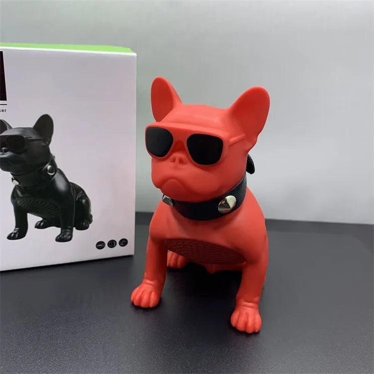 Mini bulldog-shaped Bluetooth wireless speaker in black, red or white colours with 10m range