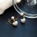 Korean style heart-shaped pearl stud earrings with alloy construction and electroplated finish