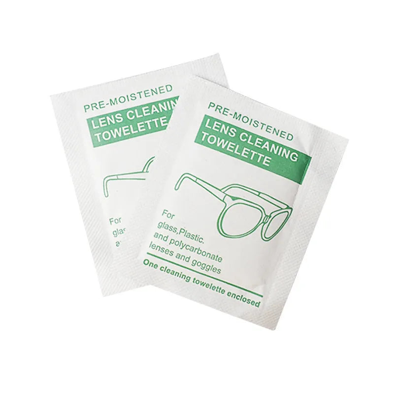 100 individually wrapped white quick-drying lens wipes for glasses, goggles and screens, anti-fog and anti-static