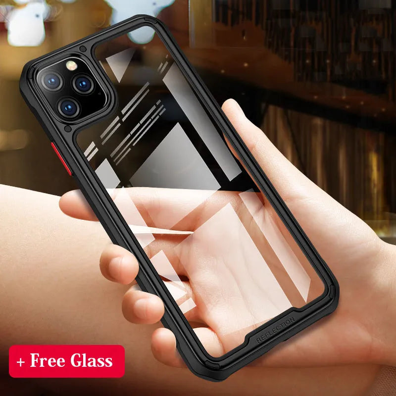 Transparent silicone phone case for iPhone 11 showing phone colour through clear back