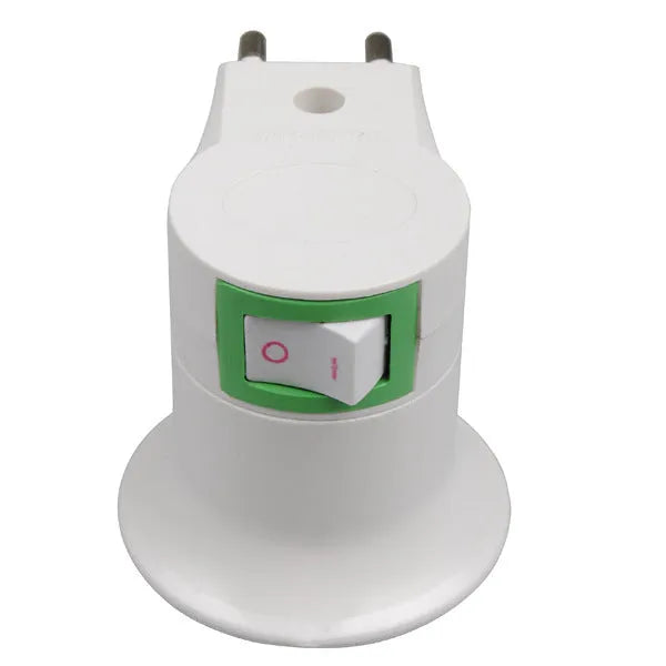 White E27 wall plug-in screw lamp holder with switch control for ceiling light conversion