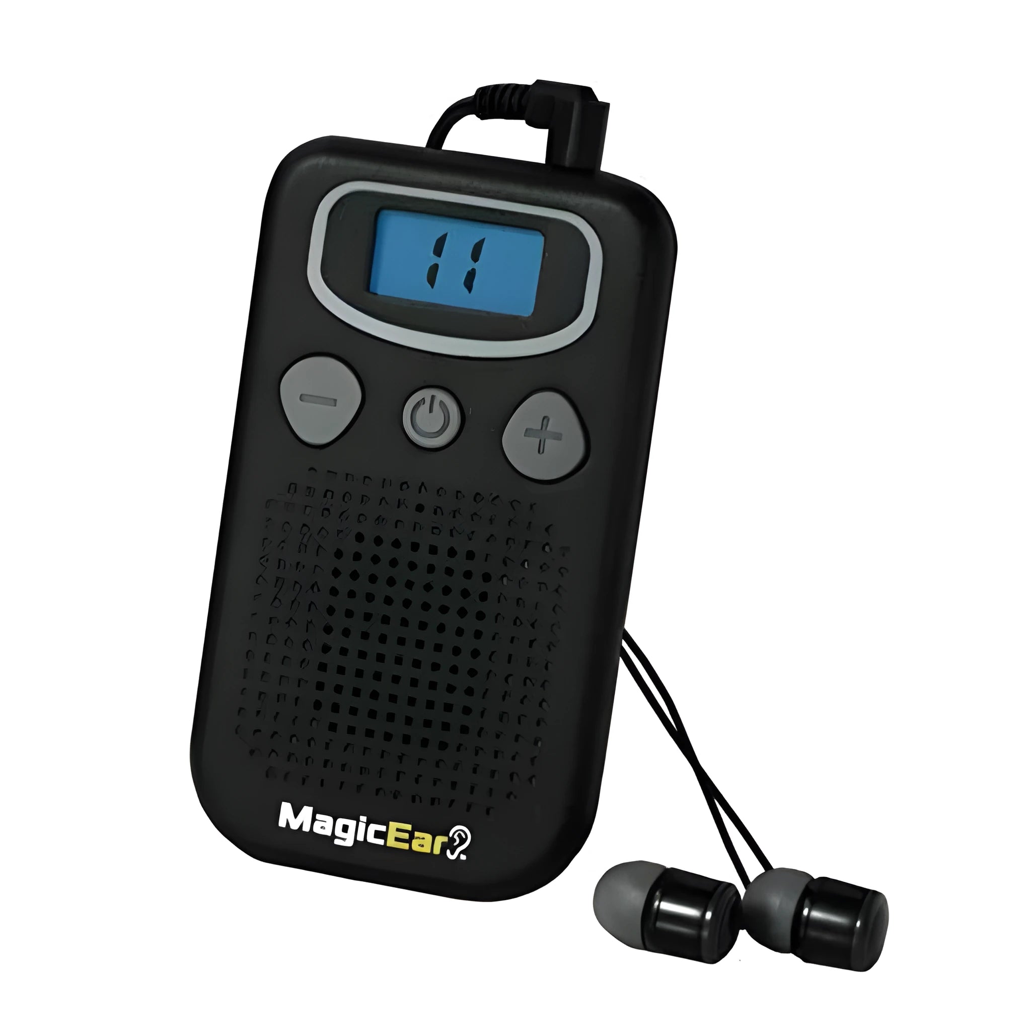 Digital personal hearing amplifier with bright display and handheld radio design