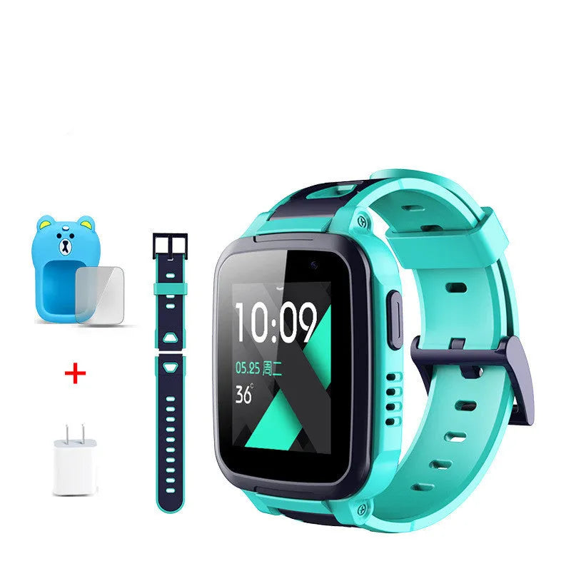 SE5 children's smartwatch phone with rotating stainless steel strap on child's wrist showing touchscreen display