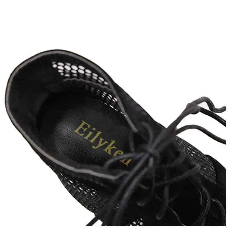 Black suede women's lace-up high heel shoes with 11.5cm heel height