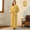 Super thick flannel winter bathrobe couple set shown in navy blue and grey colour options.