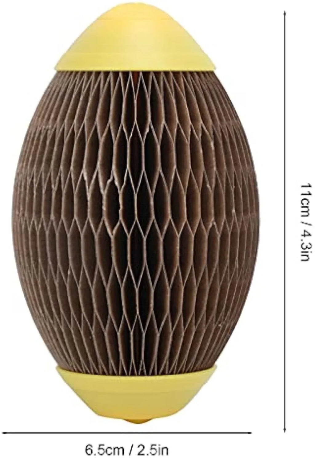 Ellipse-shaped catnip scratch ball toy made from recycled corrugated paper for feline exercise and play