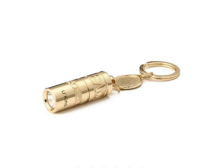 Waterproof mini LED keychain flashlight with gold electroplated zinc alloy body