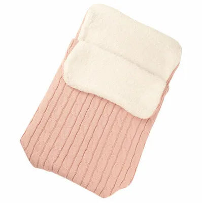 Baby stroller sleeping bag with thick filling in envelope design, shown in beige colour.